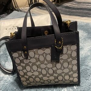 Coach Black and Tan Signature Tote